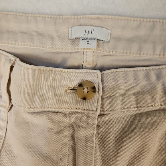 J. Jill Khaki Sz 14 Tall Stretch Casual Mid Rise‎ Flat Front Straight Leg Pants - Picture 2 of 12